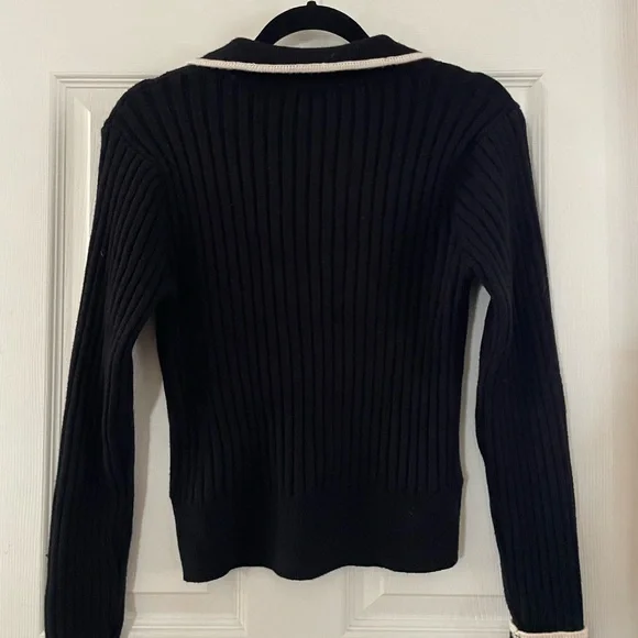 Lulus Season Black Collared Sweater Top Large NWT - Picture 4 of 6
